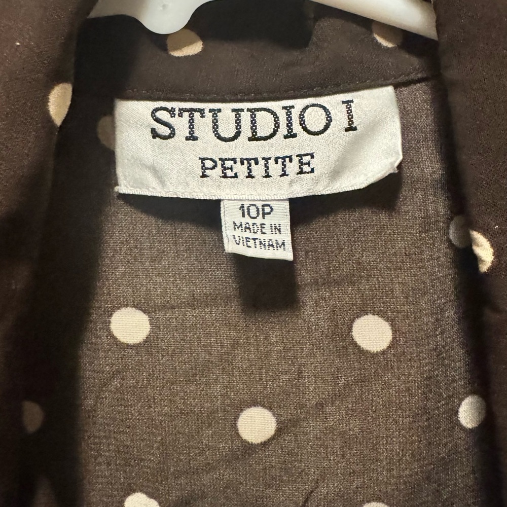 Vintage - Studio 1 Petit Brown Polka Dot Dress EUC - Picture 3 of 3